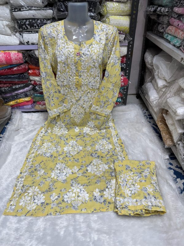 Printed mul mul cotton chikankari palazzo set - Image 4