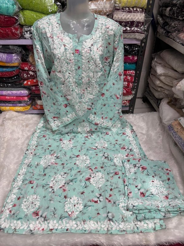 Printed Modaal chikankari palazzo set - Image 3